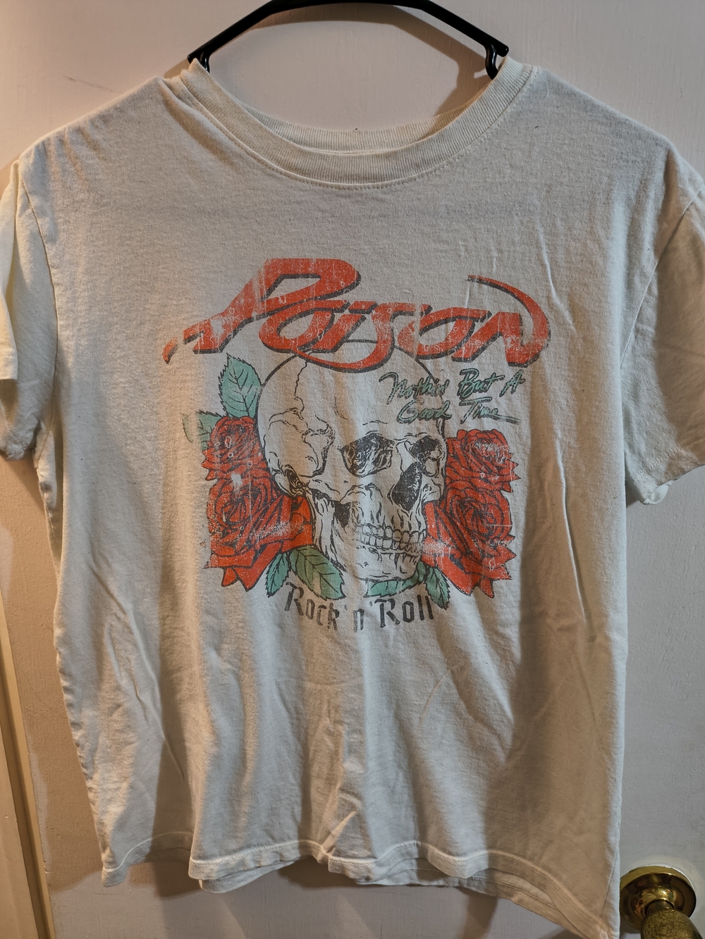 Poison Graphic Tee - White with Red Roses